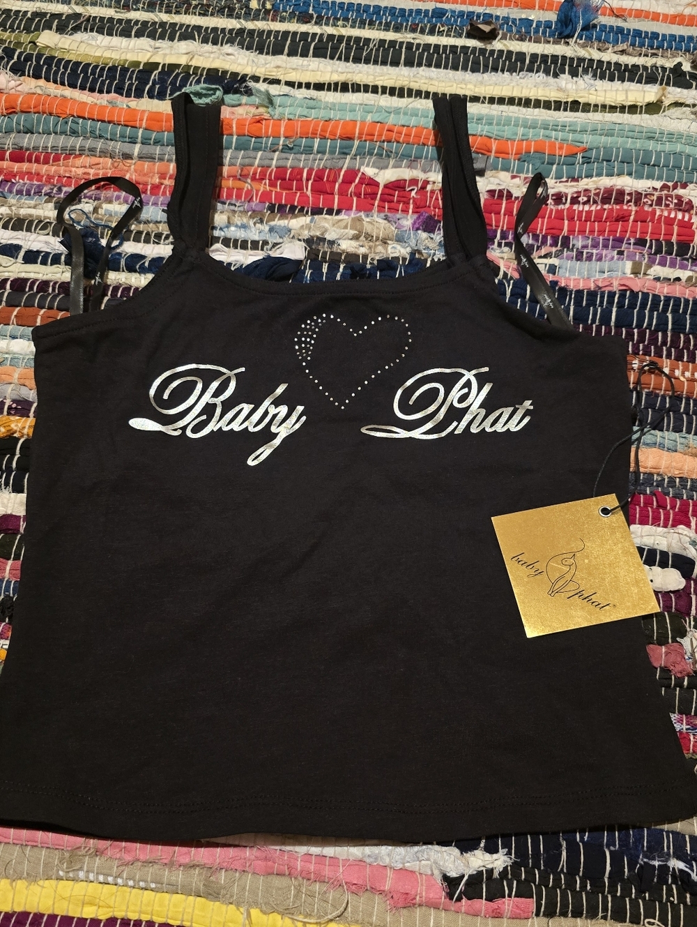 Baby Phat Top Tank Top Shirt rhinestones Embellished Y2k Top Logo Cat